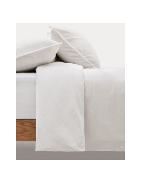 Set Sifinia fundas nórdica y de almohada 100% algodón percal flecos crudo cama 90 cm - Kave Home