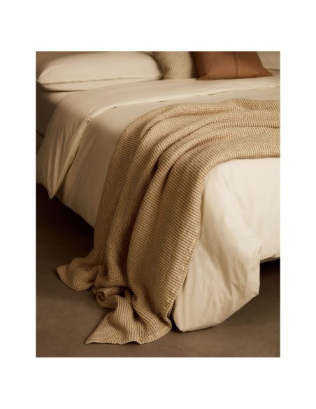 Set Sifinia fundas nórdica y de almohada 100% algodón percal flecos crudo cama 90 cm - Kave Home