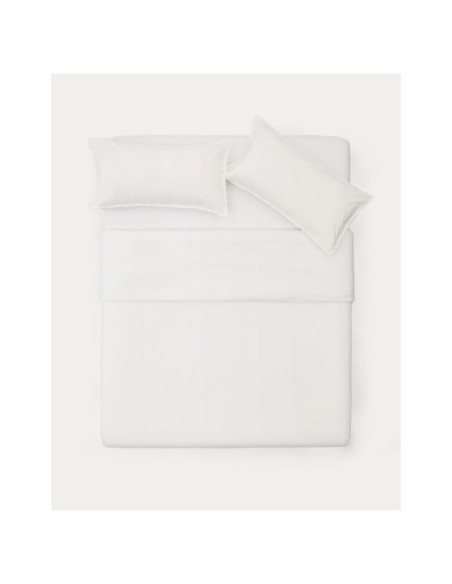 Set Sifinia fundas nórdica y de almohada 100% algodón percal flecos crudo cama 150 cm - Kave Home