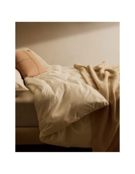 Set Sifinia fundas nórdica y de almohada 100% algodón percal flecos crudo cama 150 cm - Kave Home