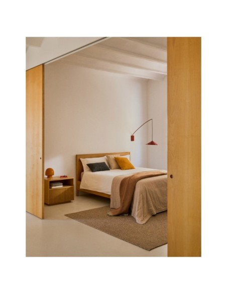 Mesita de noche Helvine 1 cajón de chapa de roble 60 x 52 cm FSC 100% - Kave Home