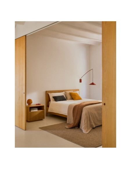 Mesita de noche Helvine 1 cajón de chapa de roble 60 x 52 cm FSC 100% - Kave Home