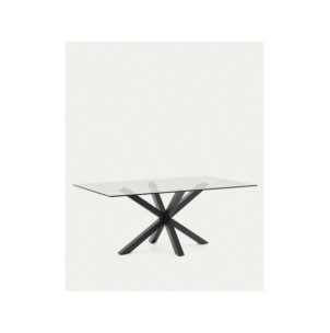 Mesa Argo de cristal y patas de acero acabado negro 200 x... 2