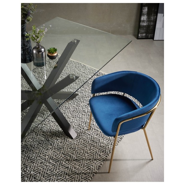 Mesa Argo de cristal y patas de acero...