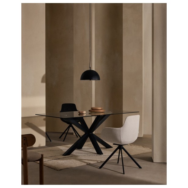 Mesa Argo de cristal y patas de acero...