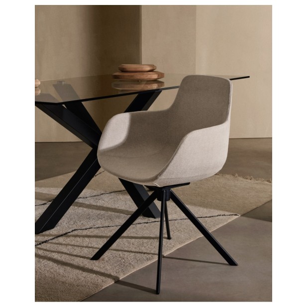 Mesa Argo de cristal y patas de acero...