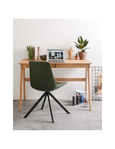 Mesa Julia chapa y madera maciza de fresno 120 x 65 cm - Kave Home