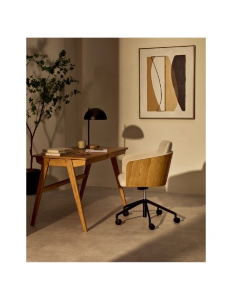 Mesa Julia chapa y madera maciza de fresno 120 x 65 cm - Kave Home