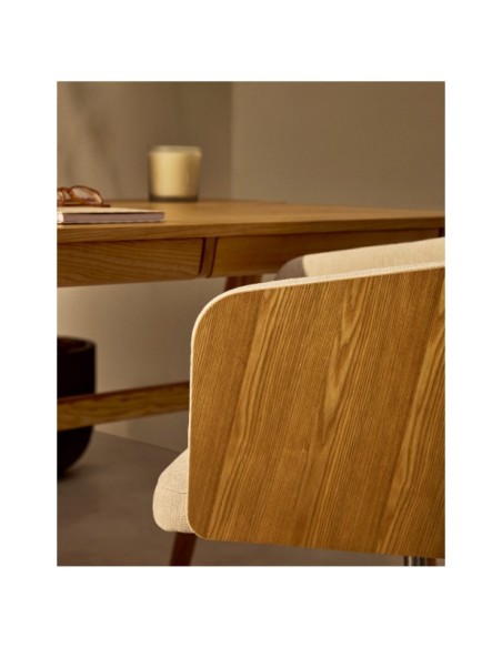 Mesa Julia chapa y madera maciza de fresno 120 x 65 cm - Kave Home