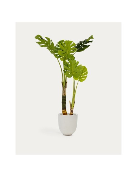 Planta artificial Monstera con maceta de cemento negro 130 cm - Kave Home