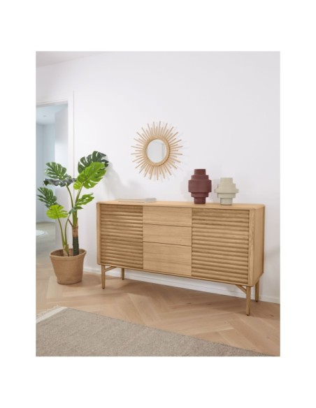 Planta artificial Monstera con maceta de cemento negro 130 cm - Kave Home