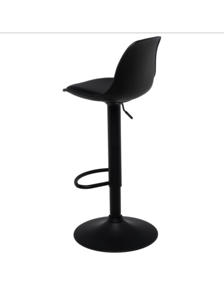 Taburete Alto Regulable EMIL 62/82 cm, Metal / PU Negro