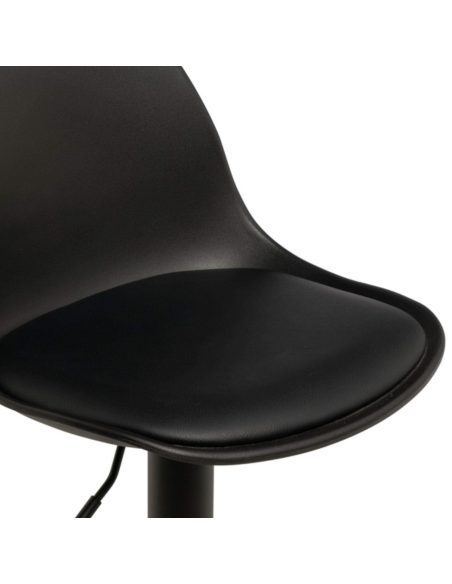 Taburete Alto Regulable EMIL 62/82 cm, Metal / PU Negro