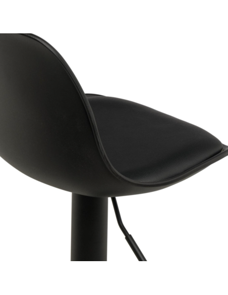 Taburete Alto Regulable EMIL 62/82 cm, Metal / PU Negro