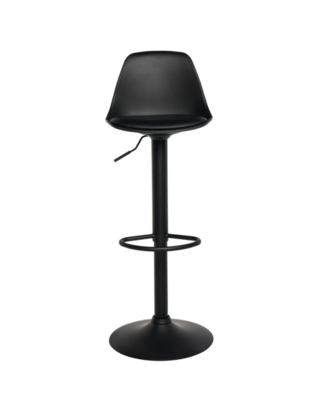 Taburete Alto Regulable EMIL 62/82 cm, Metal / PU Negro