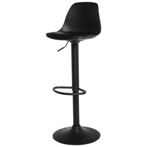 Taburete Alto Regulable EMIL 62/82 cm, Metal / PU Negro - Vackart