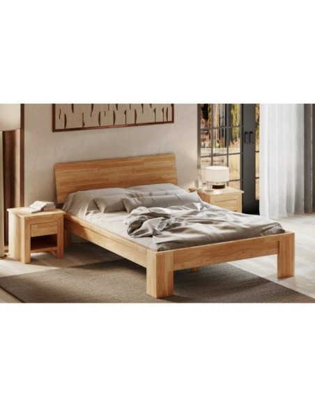 Cama MONTANA 140 cm de Madera Maciza en Roble Aceitado - Olivia Living