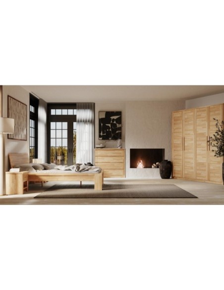 Cama MONTANA 140 cm de Madera Maciza en Roble Aceitado - Olivia Living