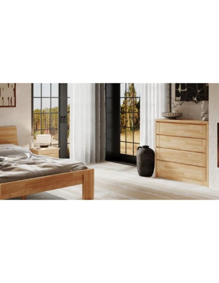 Cama MONTANA 140 cm de Madera Maciza en Roble Aceitado - Olivia Living