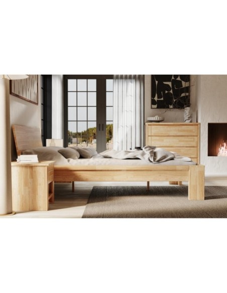 Cama MONTANA 160 cm de Madera Maciza en Roble Aceitado - Olivia Living