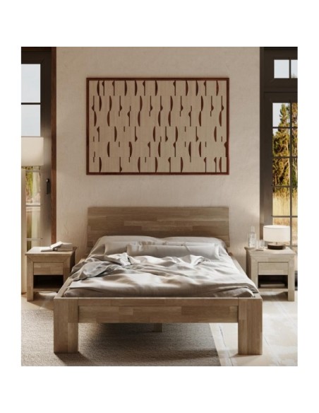 Cama MONTANA 140 cm de Madera Maciza en Roble Sonoma - Olivia Living