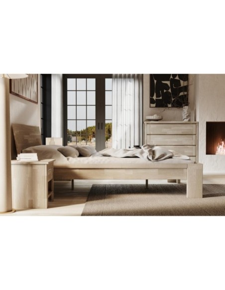 Cama MONTANA 180 cm de Madera Maciza en Roble Sonoma - Olivia Living