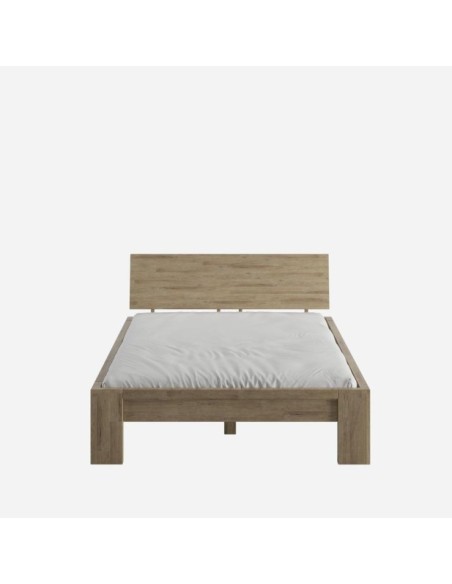 Cama MONTANA 140 cm de Madera Maciza en Roble Rústico - Olivia Living