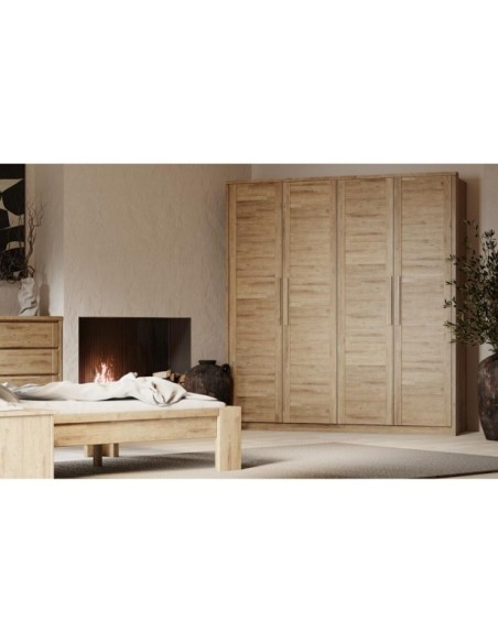 Cama MONTANA 140 cm de Madera Maciza en Roble Rústico - Olivia Living