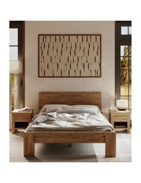 Cama MONTANA 180 cm de Madera Maciza en Roble Rústico - Olivia Living