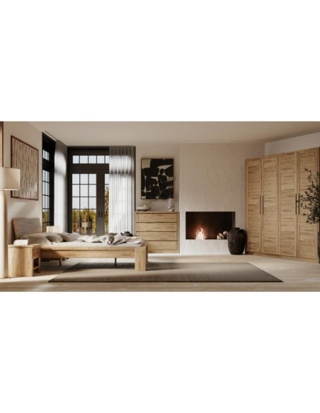 Cama MONTANA 180 cm de Madera Maciza en Roble Rústico - Olivia Living