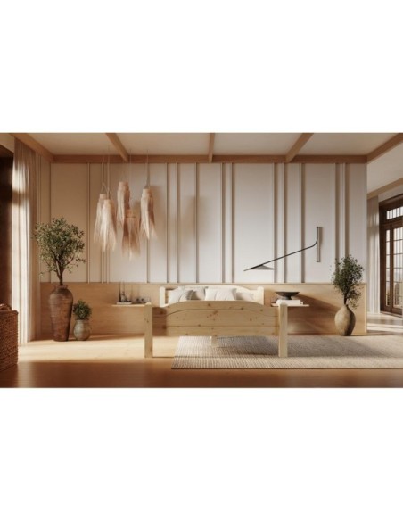 Cama LIVA 90 cm de Madera Maciza en Pino Lacado - Olivia Living