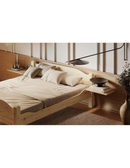 Cama LIVA 160 cm de Madera Maciza en Pino Lacado - Olivia Living