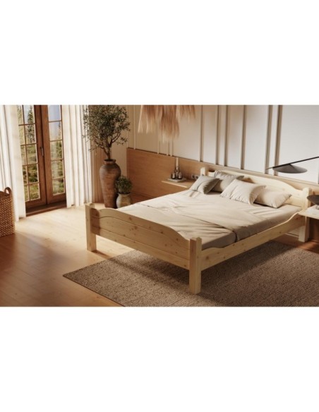 Cama LIVA 160 cm de Madera Maciza en Pino Lacado - Olivia Living