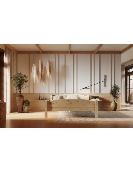 Cama LIVA 160 cm de Madera Maciza en Pino Lacado - Olivia Living