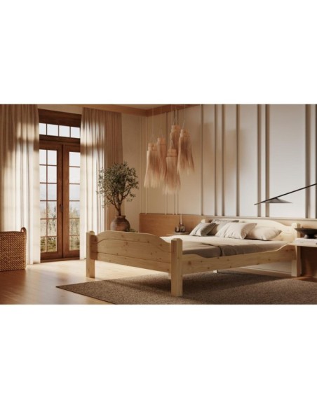 Cama LIVA 180 cm de Madera Maciza en Pino Lacado - Olivia Living