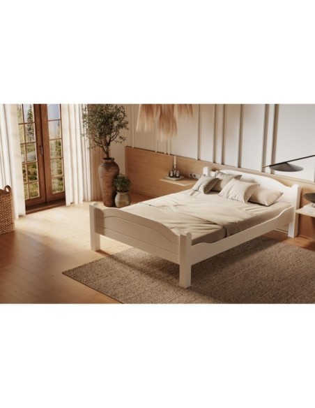 Cama LIVA WHITE 90 cm de Madera Maciza en Pino Blanco - Olivia Living