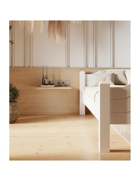 Cama LIVA WHITE 90 cm de Madera Maciza en Pino Blanco - Olivia Living