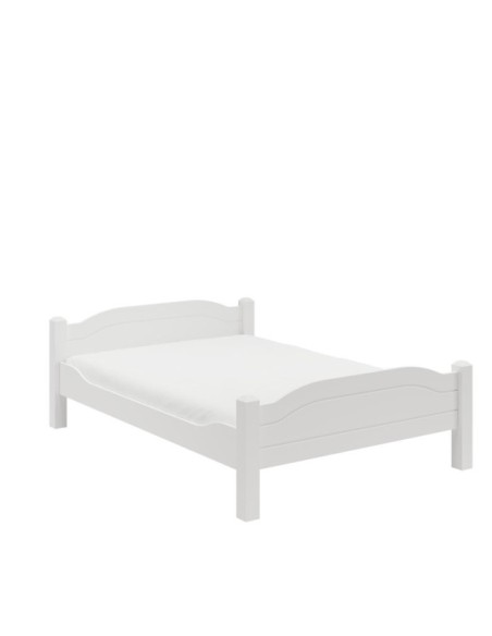 Cama LIVA WHITE 140 cm de Madera Maciza en Pino Blanco - Olivia Living