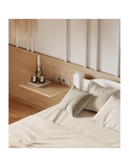Cama LIVA WHITE 140 cm de Madera Maciza en Pino Blanco - Olivia Living