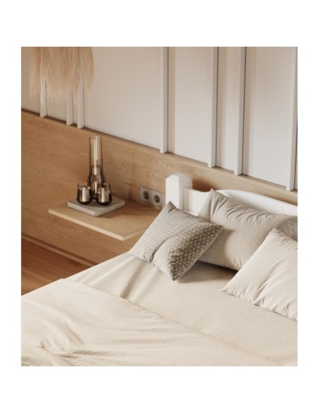 Cama LIVA WHITE 180 cm de Madera Maciza en Pino Blanco - Olivia Living