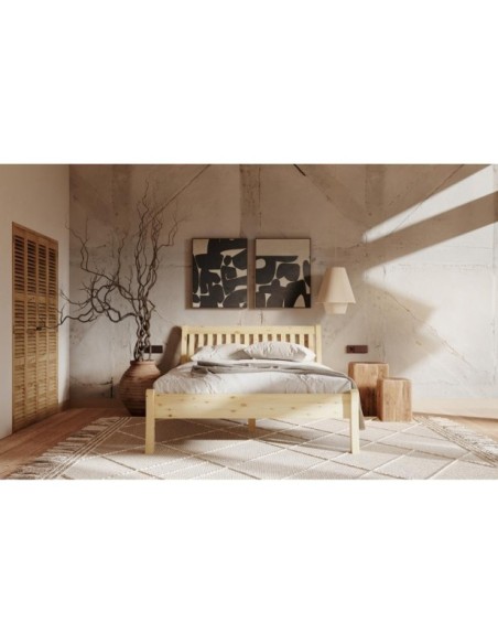 Cama TONJA 90 cm de Madera Maciza en Pino Lacado - Olivia Living