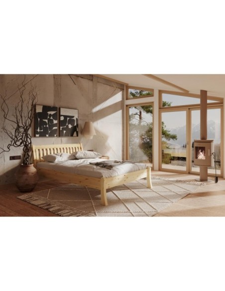 Cama TONJA 90 cm de Madera Maciza en Pino Lacado - Olivia Living