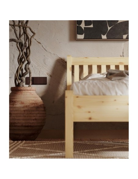 Cama TONJA 140 cm de Madera Maciza en Pino Lacado - Olivia Living