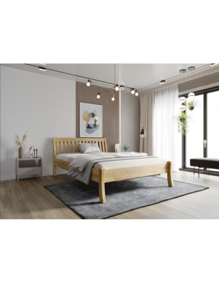 Cama TONJA 160 cm de Madera Maciza en Pino Lacado - Olivia Living
