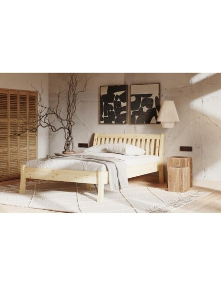 Cama TONJA 180 cm de Madera Maciza en Pino Lacado - Olivia Living