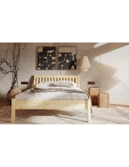 Cama TONJA 180 cm de Madera Maciza en Pino Lacado - Olivia Living