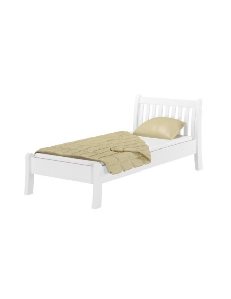 Cama TONJA WHITE 90 cm de Madera Maciza en Pino Blanco - Olivia Living