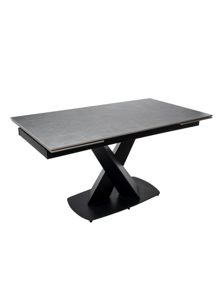 Mesa Extensible MAGNUS 160(200/240) cm, Porcelánico Gris / Metal Negro