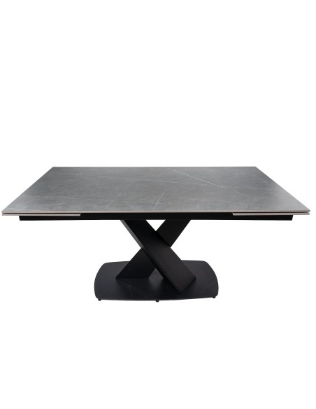 Mesa Extensible MAGNUS 160(200/240) cm, Porcelánico Gris / Metal Negro