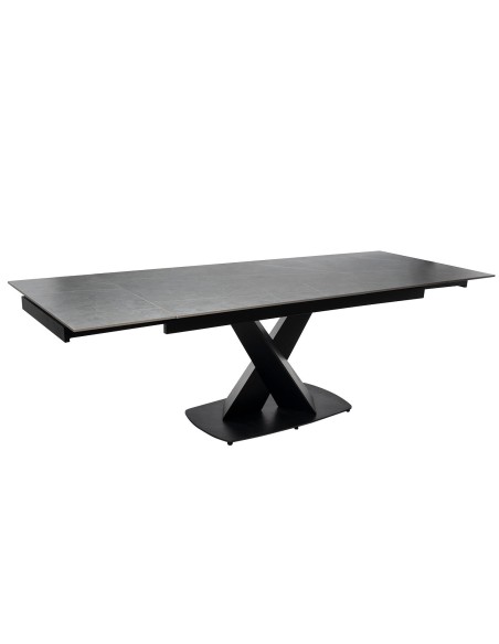 Mesa Extensible MAGNUS 160(200/240) cm, Porcelánico Gris / Metal Negro